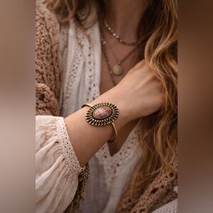 Vintage Artisan Brutalist Brass Cuff Bracelet | Handmade Statement Bangle